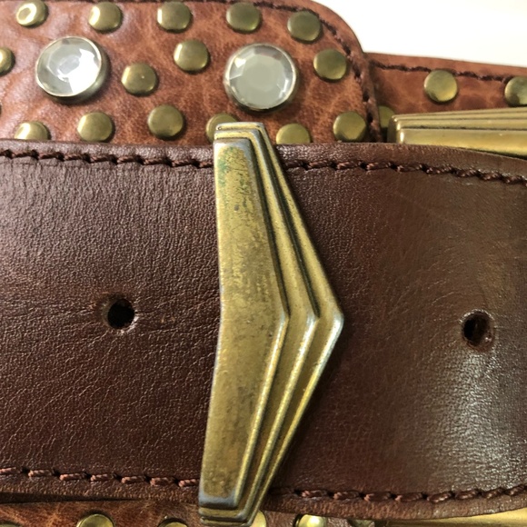 Tons sur Cuir Brown SuedeLeather Crystal Stud Belt main image 10